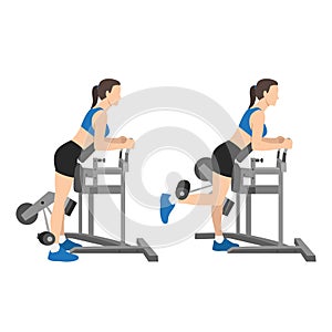 Woman doing standing leg hamstring curls machine