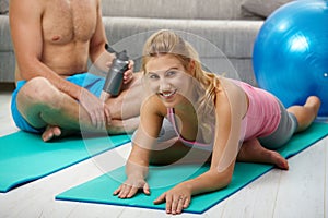 Woman doing streching exercise