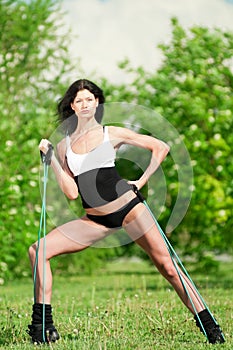 Woman doing stretching exercise. Yoga