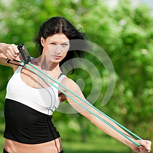 Woman doing stretching exercise. Yoga