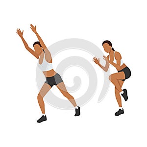 Woman doing Stutter steps exercise. Flat vector