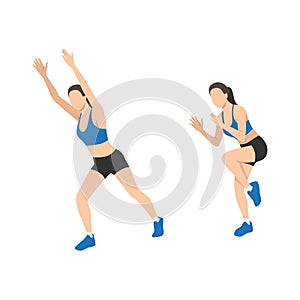 Woman doing Stutter steps exercise. Flat vector photo
