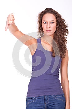 Woman doing thumb down