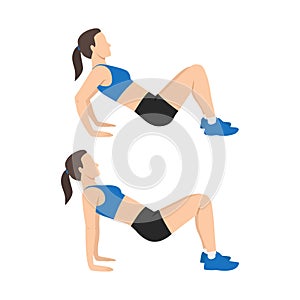 Woman doing Triceps dips exercise. Workout for hands