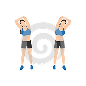 Woman doing Triceps stretch exercise flat vector