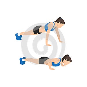 Woman doing Wide push ups exercise.