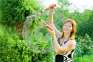 Woman doing work in her garden