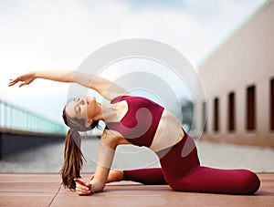 Woman is doing yoga