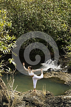 Woman doing yoga.