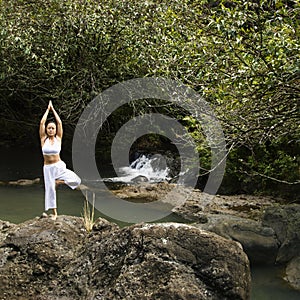 Woman doing yoga.