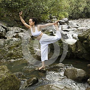 Woman doing yoga.