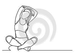 Woman doing yoga - continuous line drawing photo