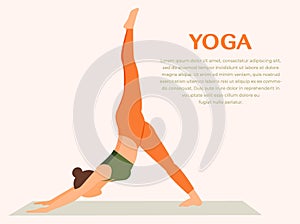 Woman doing yoga, downward dog pose Vector Illustration