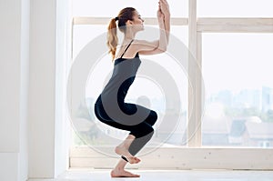 woman doing yoga exercise relaxation workout