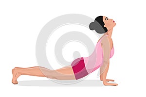 Woman doing yoga exercises and stretching. female character isolated flat vector illustration