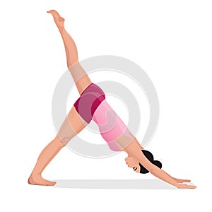 Woman doing yoga exercises and stretching. female character isolated flat vector illustration