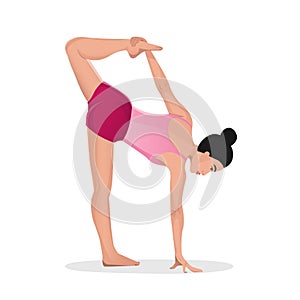 Woman doing yoga exercises and stretching. female character isolated flat vector illustration