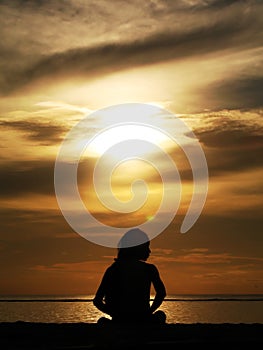 Woman doing Yoga in Indonesia