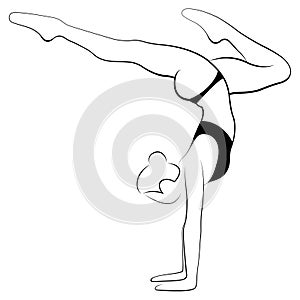 Woman doing Yoga inversion or upside down or Sirsasana.