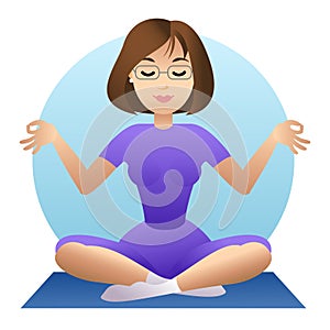 Woman doing yoga meditation. Girl doing relaxation. Vector