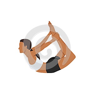 Woman doing yoga pose,Dhanurasana Bow Pose asana in hatha yoga