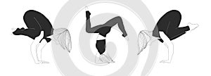 Woman doing yoga pose - handstand. Balance.