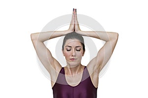 Woman doing yoga pose Sukhasana