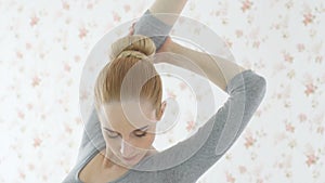 Woman doing yoga postures, meditation techniques
