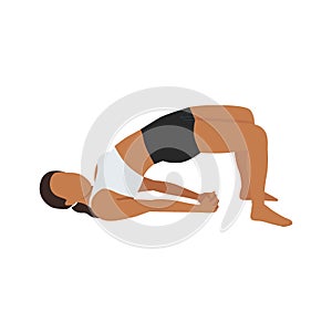 Woman doing Yoga Setu Bandha Sarvangasana Chakrasana