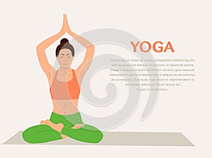 Woman doing yoga, Sukhasana pose Vector Illustration