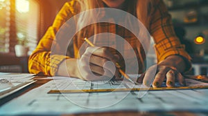 Architect Working on Construction Plans.AI generated image