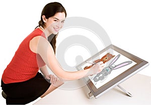 Woman Drawing on a Digital Tablet