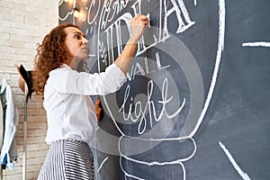 Woman Drawing Inspirational Checkboard Picture