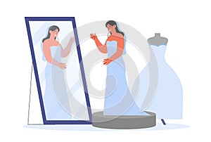 Woman with dress fitting vector