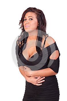 Woman in dress suffering from cramps