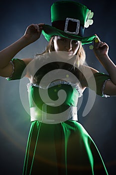 Woman dressed as leprechaun