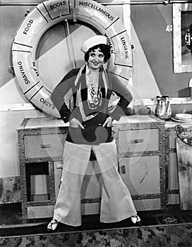 Woman dressed as sailor photo