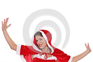 Woman dressed in Christmas outfit