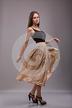 Woman dressing in Spreading skirt