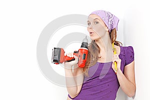 Woman with drill