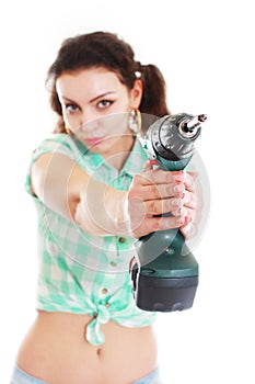 Woman with drill