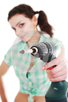 Woman with drill