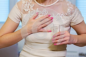 Woman after drinking alcohol glasses