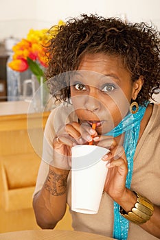 Woman Drinking Beverage