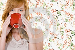 Woman drinking from bowl