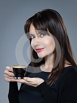 Woman drinking coffee