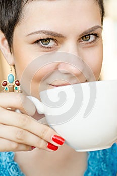 Woman drinking coffee