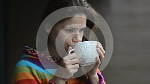 Woman drinking hot chocolate