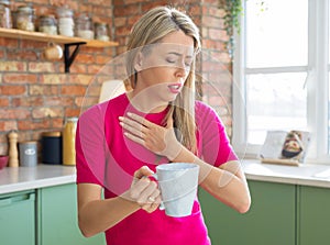 Woman drinking hot tea