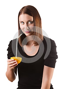 Woman drinking orange juice